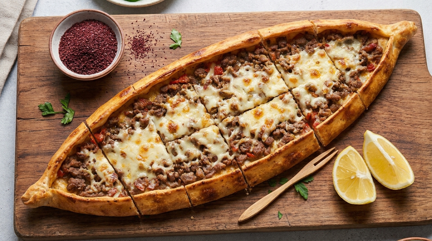Small Chopped Meat & Cheese Pide